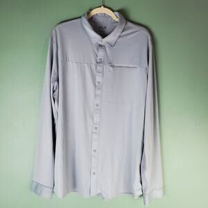 FLX Men's Gray Urban Commuter Button Up Collared Long Sleeve Shirt Size XXL Tall